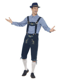 Deluxe Traditional Rutger Bavarian Costume, Blue Dress Loud