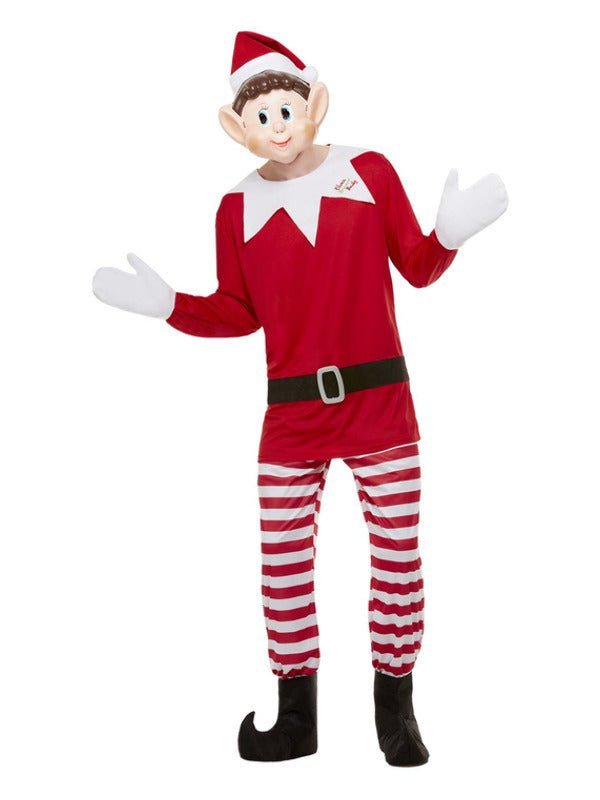Elves Behavin' Badly Mens Elf Costume, Red & White Dress Loud