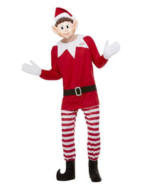 Elves Behavin' Badly Mens Elf Costume, Red & White Dress Loud
