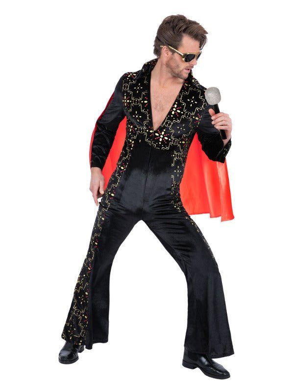 Elvis Black Rhinestone Costume Dress Loud