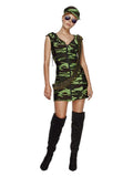 Fever Combat Girl Costume, Camouflage Green Dress Loud
