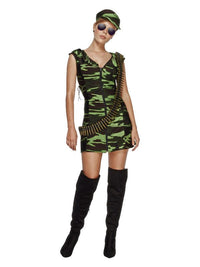 Fever Combat Girl Costume, Camouflage Green Dress Loud