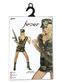 Fever Combat Girl Costume, Camouflage Green Dress Loud