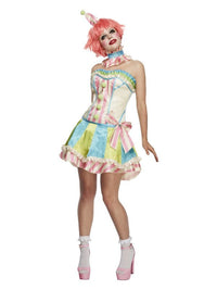 Fever Deluxe Vintage Clown Costume, White Dress Loud