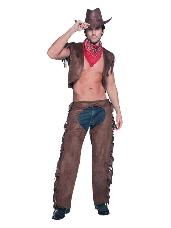 Fever Male Ride Em High Cowboy Costume, Brown Dress Loud