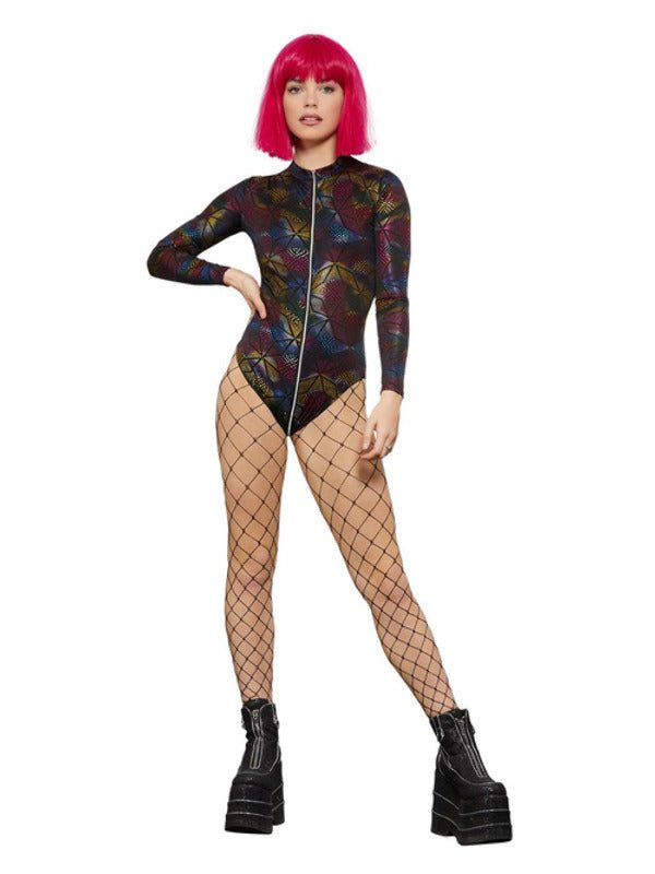 Fever Miss Whiplash Rainbow Print Bodysuit Dress Loud