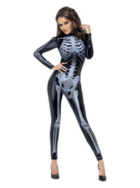 Fever Miss Whiplash Skeleton Costume, Black Dress Loud