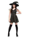 Fever Moon & Stars Witch Costume, Black & Gold Dress Loud