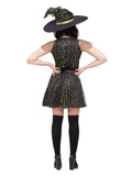 Fever Moon & Stars Witch Costume, Black & Gold Dress Loud