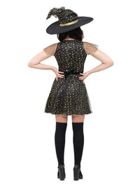 Fever Moon & Stars Witch Costume, Black & Gold Dress Loud