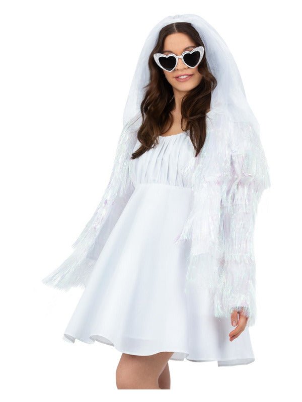 Fever Tinsel Festival Jacket, Iridescent White Dress Loud