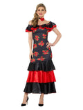 Flamenco Lady Costume, Black & Red Dress Loud