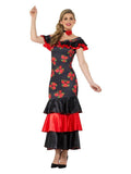 Flamenco Lady Costume, Black & Red Dress Loud