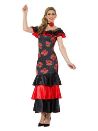 Flamenco Lady Costume, Black & Red Dress Loud