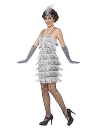 Flapper Costume, Silver Dress Loud