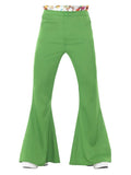 Flared Trousers, Mens, Green Dress Loud
