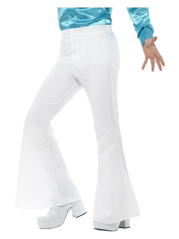 Flared Trousers, Mens, White Dress Loud