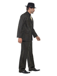 Gold Pinstripe Gangster Costume, Black Dress Loud
