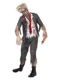 High School Horror Zombie Schoolboy Costume, Grey Dress Loud