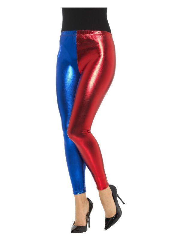 Jester Cosplay Leggings, Metallic, Blue & Red Dress Loud