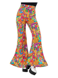 Ladies Rainbow Peace Flared Trousers Dress Loud