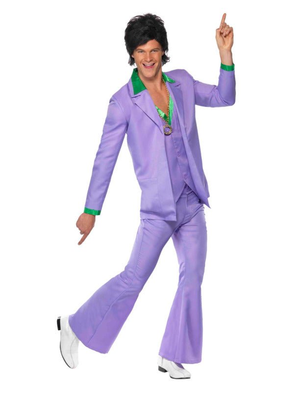 Lavender 70s Suit Costume, Purple Dress Loud