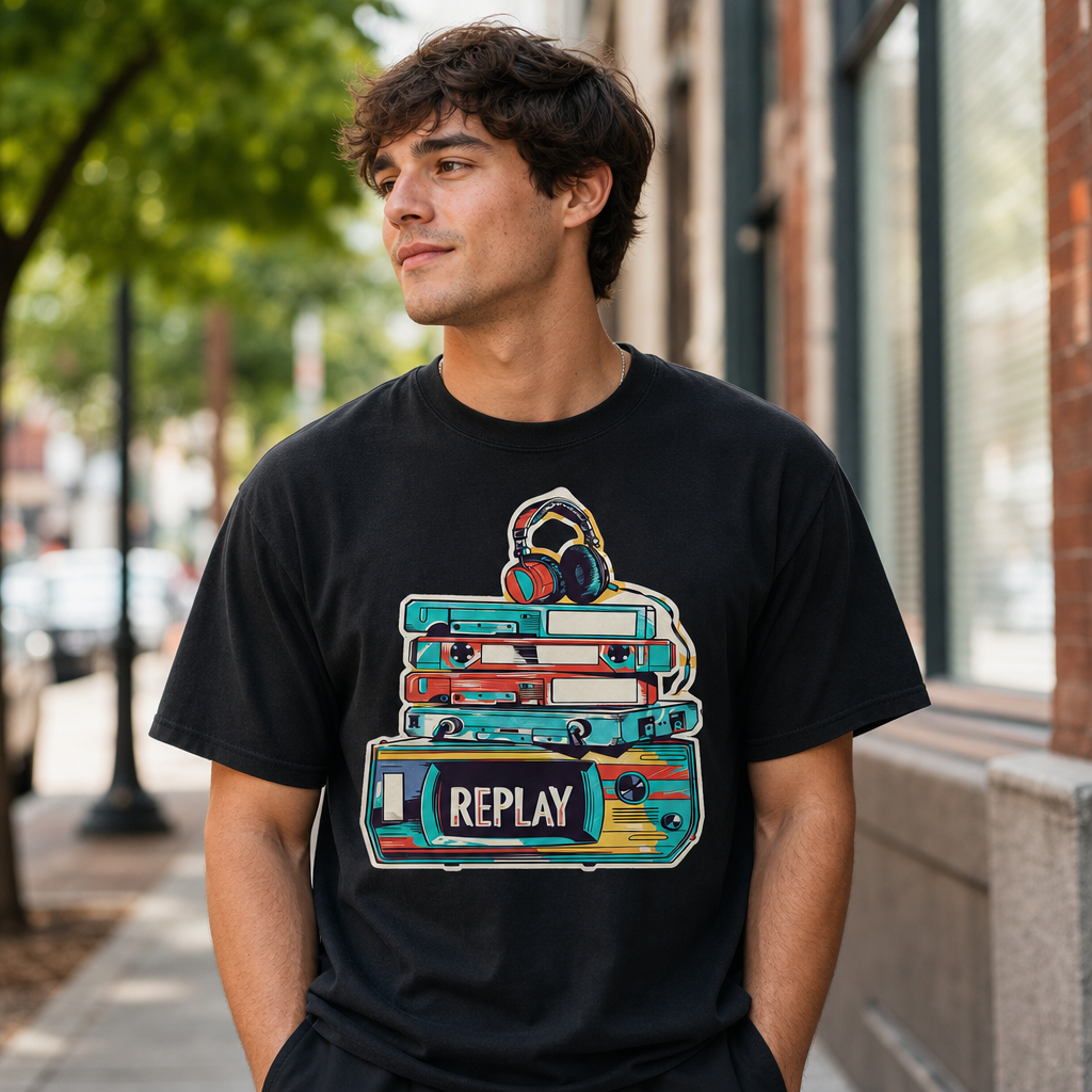 Replay Retro Boombox Cassette Stack & Headphones
