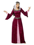 Maid Marion Costume, Burgundy Dress Loud