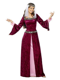Maid Marion Costume, Burgundy Dress Loud