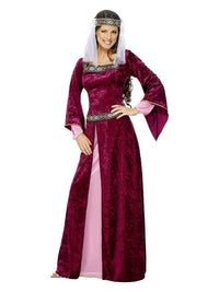 Maid Marion Costume, Burgundy Dress Loud