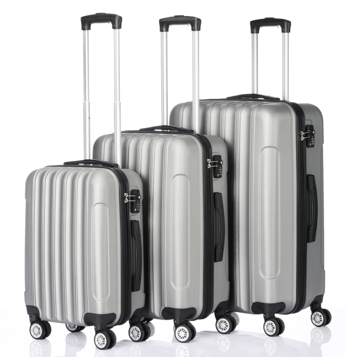 3 Pcs Suitcase Lightweight ABS Carry-on Hand Luggage 4 Spinner Wheels Trolley Case Dress Loud