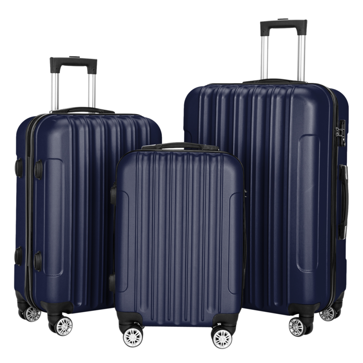 3 Pcs Suitcase Lightweight ABS Carry-on Hand Luggage 4 Spinner Wheels Trolley Case Dress Loud