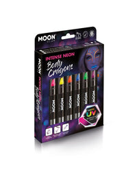 Moon Glow Intense Neon UV Body Crayons, Assorted Dress Loud