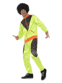 Retro Shell Suit Costume, Mens, Neon Green Dress Loud