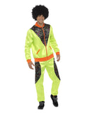 Retro Shell Suit Costume, Mens, Neon Green Dress Loud