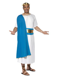 Roman Senator Costume, Blue & White Dress Loud