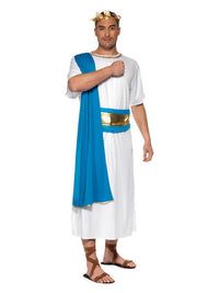Roman Senator Costume, Blue & White Dress Loud