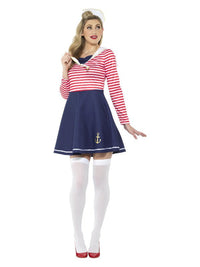Sailor Lady Costume, Blue & White Dress Loud