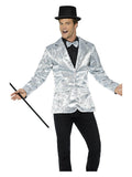 Sequin Jacket, Mens, Silver Dress Loud