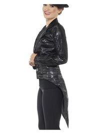 Sequin Tailcoat Jacket, Ladies, Black Dress Loud