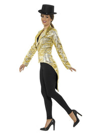 Sequin Tailcoat Jacket, Ladies, Gold Dress Loud