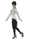 Sequin Tailcoat Jacket, Ladies, Silver Dress Loud