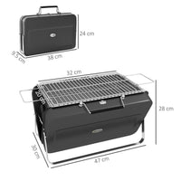 Outsunny Portable BBQ Grill - Compact Suitcase Design for Camping & Picnic, Black Dress Loud