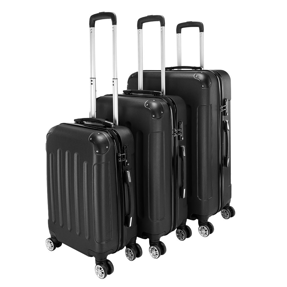 3 Pcs Suitcase Lightweight ABS Carry-on Hand Luggage 4 Spinner Wheels Trolley Case Dress Loud