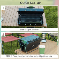 Outsunny Portable BBQ Grill - Compact Suitcase Design for Camping & Picnic, Black Dress Loud