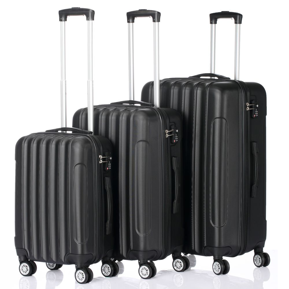 3 Pcs Suitcase Lightweight ABS Carry-on Hand Luggage 4 Spinner Wheels Trolley Case Dress Loud