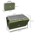 Outsunny Portable BBQ Grill with Suitcase Design for Camping Picnic Party, Green Dress Loud