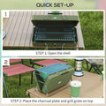 Outsunny Portable BBQ Grill with Suitcase Design for Camping Picnic Party, Green Dress Loud