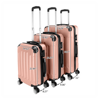 3 Pcs Suitcase Lightweight ABS Carry-on Hand Luggage 4 Spinner Wheels Trolley Case Dress Loud