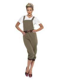 WW2 Land Girl Costume, Khaki Dress Loud